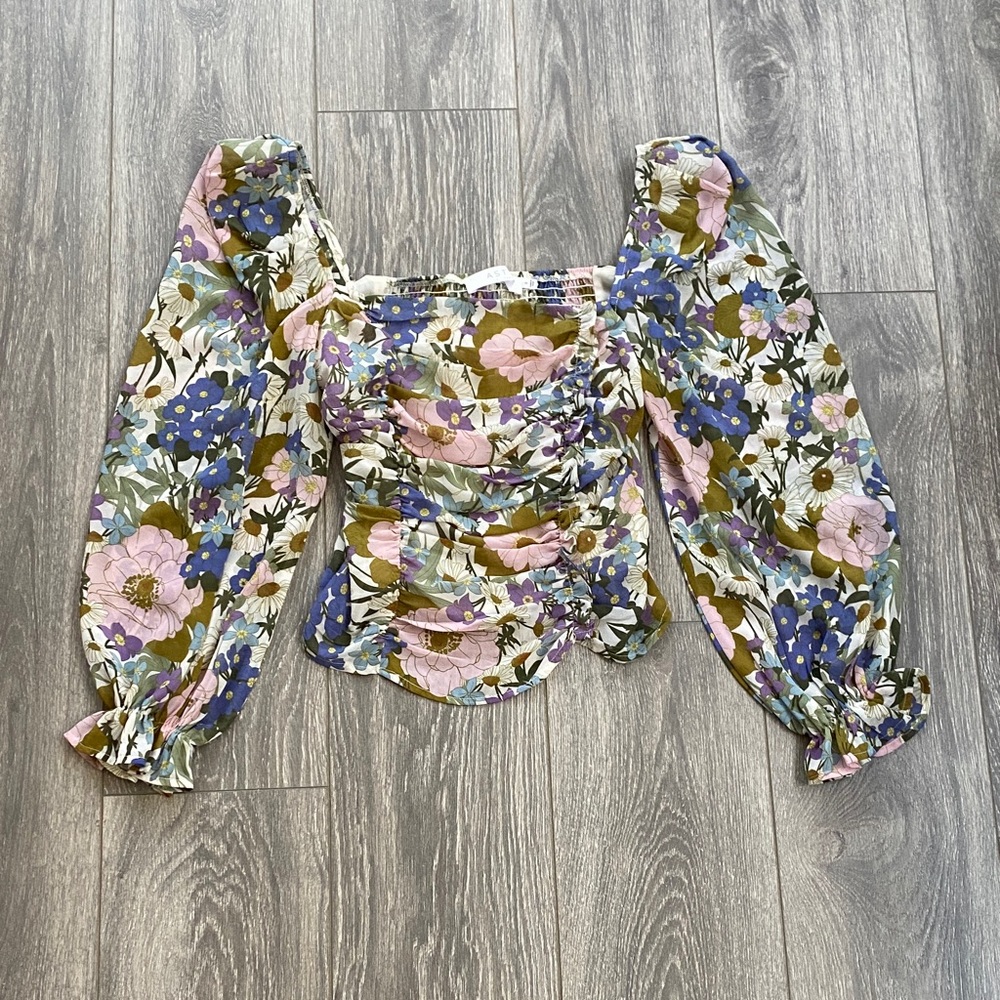 Astr - Floral Long Sleeve Blouse - Size S